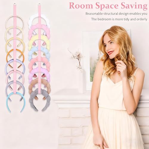 3 PCS Headband Holder Organizer for Girl,Hanging Hairband Storage for Women,Pink Hair Hoop Display Hair Accessories Organizer Bedroom College Dorm Decor - color: Pink-3pcs