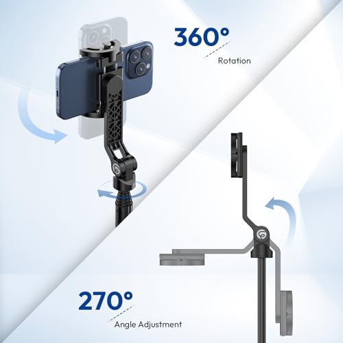 ULANZI TT88 Magnetic Tripod for iPhone 17, 57" Extendable Selfie Stick w Remote, 2-in-1 Phone Clip & Dual Cold Shoe Mounts-Lightweight Phone Tripod Stand for Vlogging, Travel, Video Recording, Black - color: Black, size: 57"