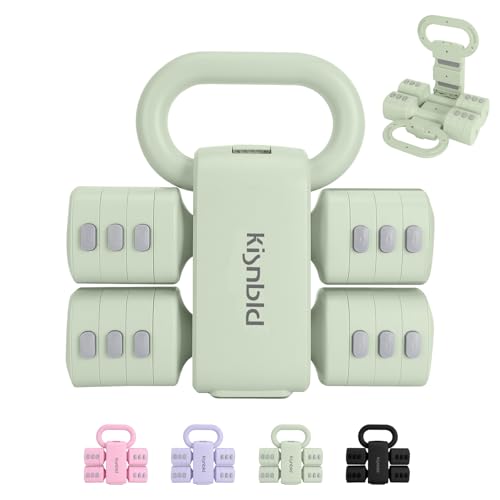 kisnbld Adjustable Dumbbell Set, 2-in-1 Dumbbells & Kettlebell,Hand Weights | 2.2-5.5lb Each Free Weights for Women Beginners with Fast Adjustment,Weights Set for Home Gym & Outdoor Exercise Training - color: Green