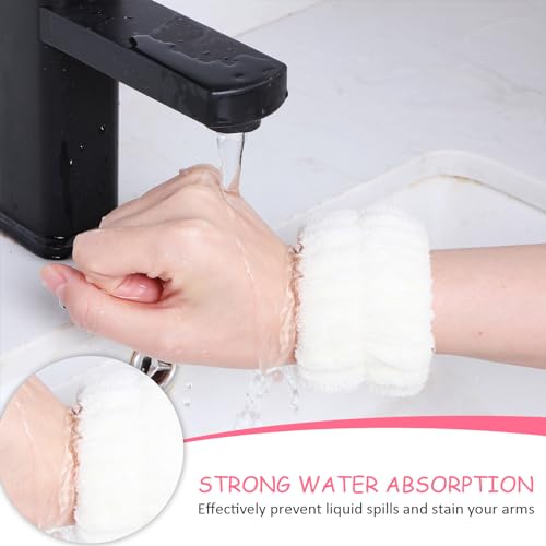 Chuangdi 4 Pairs Wrist Bands for Washing Face Wrist Spa Microfiber Wash Towel Band Scrunchies Absorbent Wristbands Sweatband for Women Prevent Liquid from Spilling(Khaki, Beige) - color: Khaki, Beige
