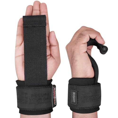 Gym Lifting Dowel Straps Neoprene Padded Wrist Wraps for Weight Training, Bodybuilding & Fitness – Wrist and Grip Support, 2 Pack (Jet Black)