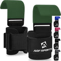 AQF Weight Lifting Hooks (Pair) - Neoprene Padded Wrist Strap for Deadlift - color: Military Green