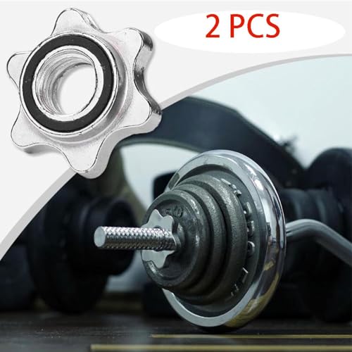 SagaSave 25mm 2Pcs Dumbbell Hex Nut, Dumbbell Barbell Spin-Lock Collars Screw Clamps, 1 Inch Standard Barbell Screw Collar for Dumbell Weight Lifting Fitness Training