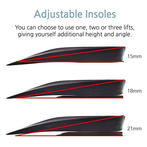 Squat Heel Wedges Lifts Inserts Insoles for Squats (15mm-21mm Medium) - Black, Polyurethane, Unisex Adults, Adults with Heel Pain, Unisex, Insoles, shoe insert