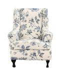 CRFATOP Soft Wing Chair Slipcovers 2 Pieces Wingback Chair Covers Sofa Slipcover with Arms Stretch Jacquard Wing Back Armchair Cover Furniture Protector for Wingback Chairs Living Room,C49 - color: Color C49