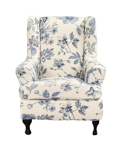 CRFATOP Soft Wing Chair Slipcovers 2 Pieces Wingback Chair Covers Sofa Slipcover with Arms Stretch Jacquard Wing Back Armchair Cover Furniture Protector for Wingback Chairs Living Room,C49 - color: Color C49