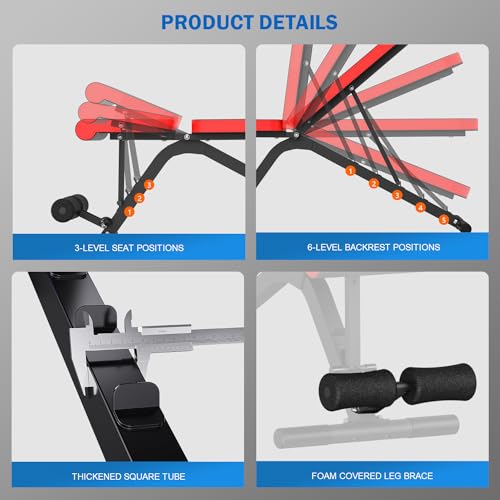 SunHome Power Cage Squat Rack, Power Rack with Pulley System, Adjustable Cable Crossover System, J-Hooks, Dip Handles, Weight Plate Storage - color: S5 with Bench