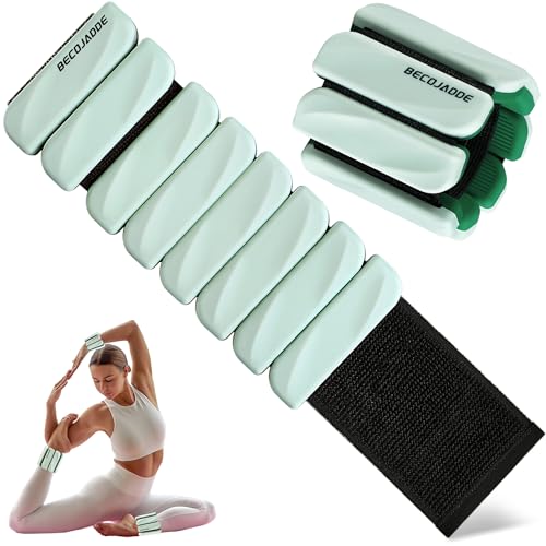 BECOJADDE Ankle Weights Set of 2 (1 lb/2 lb Each) for Women Men Adjustable Wrist Bracelet for Home Gym Weighted Bangles Wristbands Leg Arm Weights for Walking Swimming Running Pilates Yoga Gym - color: Mint Forest, size: 4 Lb Pair (2 Lb Each)