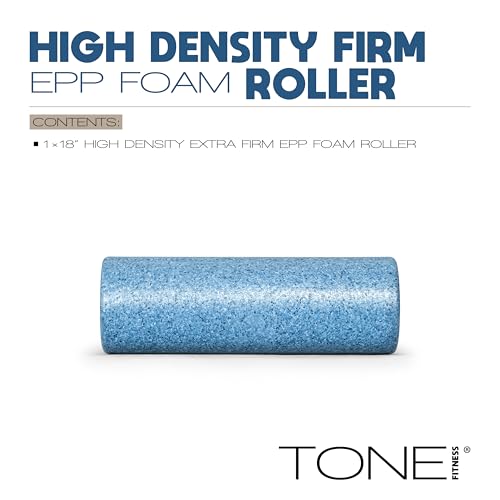 Tone Fitness High Density EPP Foam Exercise Foam Roller for Yoga, Pilates, Stretching, Massage, and Recovery | Multiple Sizes and Colors - color: Blue, size: 18 Inch