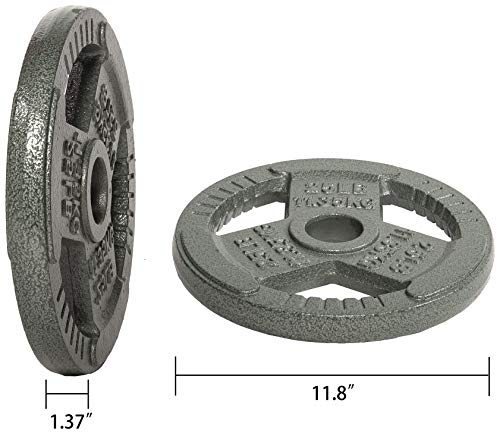 Signature Fitness Olympic 2-Inch Cast Iron Plate Weight Plate for Strength Training and Weightlifting, Multiple Sizes - color: 25LB Pair, style: Style #5