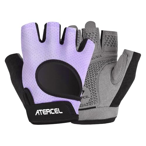 ATERCEL Weight Lifting Gloves Full Palm Protection, Workout Gloves for Gym, Cycling, Exercise, Breathable, Super Lightweight for Mens and Women - color: Violet, size: Small