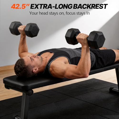Flat Weight Bench, Foldable Flat Bench, Weight Training | for Multi-Purpose Sturdy Strength Training Workout Bench, Space-saving Bench Press Flat Exercise Bench, for Home Gym