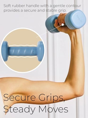 Adjustable Dumbbell Set｜2LB 3LB 4LB 5LB Light Hand Weights for Women｜One-Twist Weight Adjustment｜Non-Slip Curved Grip Handle｜Free Weights for Home Gym, Rehab, Pilates, Yoga, Strength Training - color: Ocean Blue