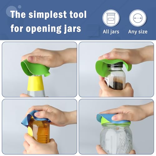 Aixoom Rubber Jar Opener Pads Set of 4, Non-Slip Gripper Pads for Jars | Two Shapes for More Uses, For Seniors & Weak Hands, Heat-Resistant Trivet, Kitchen Coaster & Jar Lid Grip (Circle and Square) - size: Circle & Square