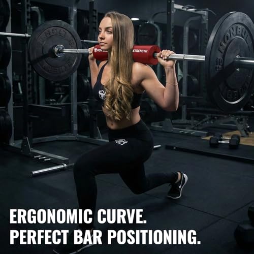 Advanced Squat Pad - Barbell Pad for Hip Thrusts, Squats & Lunges - Neck & Shoulder Squat Bar Pad Cushion Support Foam for Extra Comfort - color: Red