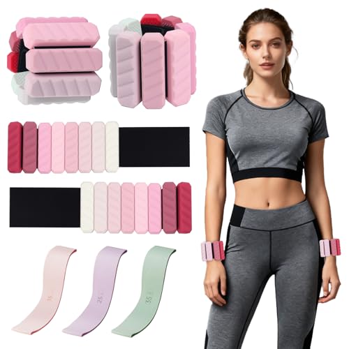 Ankle Weights & Resistance Bands Set for Women Adjustable | Adjustable 1 lb Wrist & Ankle Weights, 3 Resistance Levels, Yoga, Pilates, Cardio & Strength Training