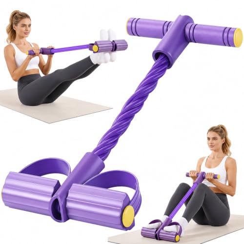 Upgraded Pedal Resistance Band with Handle, Soft Durable Fashion Puller Exercise with Thickened 6 Tension Ropes, Tube Pedal Resistance Device for Abdomen, Waist, Arm, Leg, Core/ABS - color: Purple