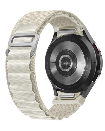One Click Alpine Loop Bands Compatible with Samsung Galaxy Watch 7 Band/Galaxy Watch 6 4 5 FE Band 40mm 44mm/Watch 6 4 Classic 47mm 43mm 42mm 46mm/5 Pro 45mm, 20mm No Gap Nylon Sport Strap for Men - color: 2#Starlight