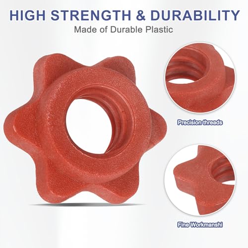 Dumbbell Collars, Barbell Spin Lock Hex Nuts Anti Slip Weight Lifting Clip Plastic - color: Red