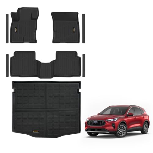 Floor Mats & Cargo Liner Custom Fit for Ford Escape Gas 2020-2025 2026 (NOT Fit Hybrid) All Weather TPE Rubber Trunk Mat Anti-Slip Full Set Automotive Floor Liners for Escape 2025 Accessories - size: For Ford Escape Gas 2020-2026