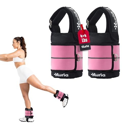 Ankle & Wrist Weights - 8/16/20/30 lbs Pair (4-15lbs - Each) | Dual Adjustable Secure Strap System, Patented Design, Ideal for Home Workouts, Pilates, Yoga, Glute Training - size: 04 lbs each (8 lbs pair)