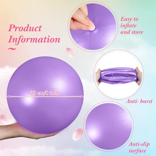 Aoriher 10 Pack 9 Inch Small Pilates Ball Bulk Mini Exercise Ball Portable Non-Slip Workout Yoga Balls with Air Pump for Stability, Barre, Fitness, Balance, Physical &Core, Gym Home Office Use - color: purple
