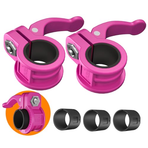 Mini Barbell Clips 1 inch I Multi-Size Adjustable Barbell Collar I 1 inch Barbell ClampsIQuick Release Weight Clips Pair of Locking for Dumbbell Bar - color: Rose