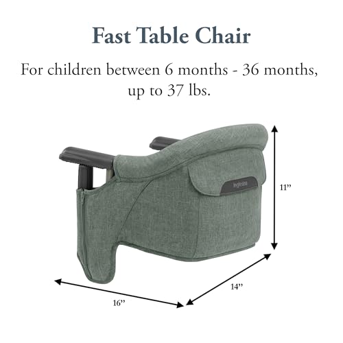 Inglesina Fast Table Chair, Pine Green Melange - Portable Baby High Chair - for Babies & Toddlers up to 37 lbs - Fits Tables 0.8'' to 3.5'' Thick - Compact & Easy to Use - Travel Bag Included - color: Pine Green Melange, style: Chair
