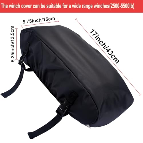 Small Winch Cover, Weather Resistant Dustproof Cover Ideal for Electric Winches 2500 to 5500 lbs, Heavy Duty Waterproof UV-resistant Winch Protective Cover, Indoor/Outdoor Use