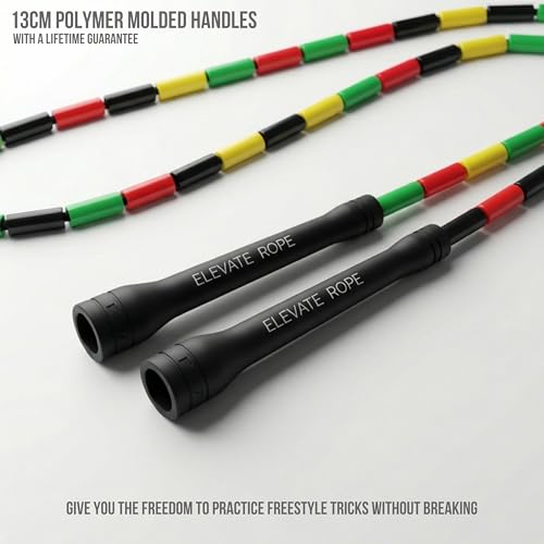 Pro-Grade Beaded Jump Rope for Beginners - color: Rasta
