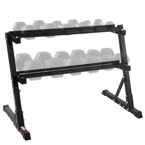 BalanceFrom Dumbbell Rack Stand, Multi-Tier Weight Rack for Dumbbells & Kettlebells, Heavy Duty Home Gym Storage Rack, Includes 25 lb Dumbbell Pair, Black - style: 2 Tier