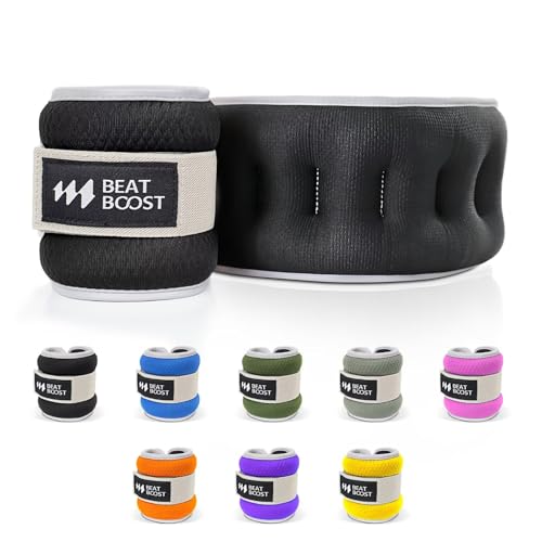 BeatBoost Ankle Wrist Weights for Women Men A Pair of 1 2 3 4 6 8 10 Lbs Arm Leg Weight Set with Adjustable Straps for Walking Pilates Exercise Workout Gym Aerobics - color: Black, size: 4 lb Pair (2 lb Each)