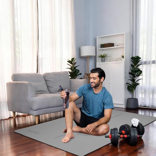 Gogokiwi Large Yoga Mat (6'x4') – 1/4" & 1/2" Thick Exercise Mats for Home Workout, Extra Wide Workout Mats for Home Gym, Yoga, Pilates, Stretching, Floor & More - color: Grey Shadows, size: Extra Cushion (1/2 Inch Thick)