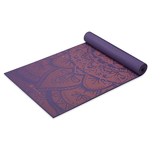 Gaiam Premium Yoga Mat, 6mm Thick Print Mat | Premium 6mm thick cushioning for joint support. Non-slip print design for yoga, Pilates & floor workouts. - color: Athenian Rose