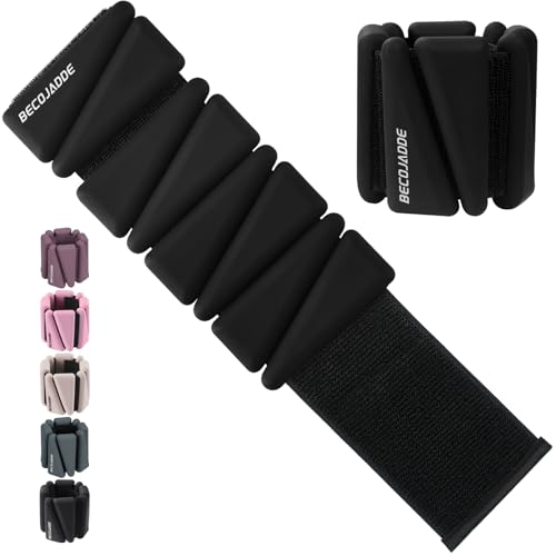 BECOJADDE Ankle Weights Set of 2 (1 lb/2 lb/3 lb Each) Adjustable Wrist Weights for Women Men Wearable Arm Leg Weight for Pilates, Running, Walking, Workout, Yoga - color: Black, size: 4 Lb Pair (2 Lb Each)