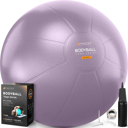 Exercise Ball – Yoga Ball for Pilates & Fitness - Birthing for Pregnancy, Stability, Core, Balance, Therapy for Physical Rehab, Workout for Home Gym & Office Chair, Fast Pump Included - color: Purple, size: L (for Height 5'4" - 5'10")
