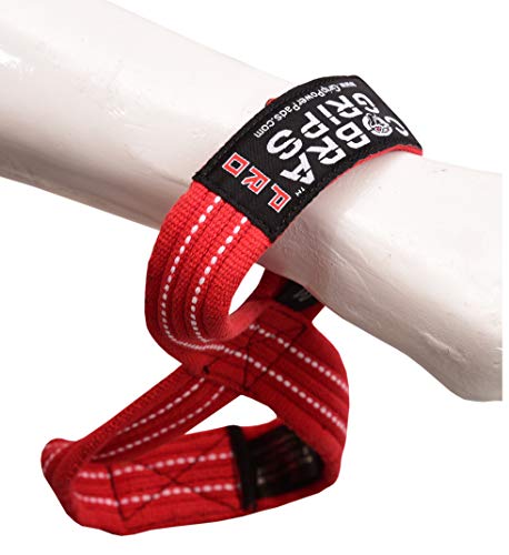Deadlift Straps Figure 8 Loop Lifting Straps The #1 Choice for Power Lifters weightlifters workout Enthusiasts - color: Red, size: 70 cm Up to 8.0" Wrist Circumference