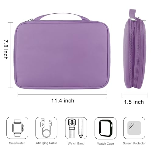 Watch Band Case, Watch Band Storage Organizer Compatible with 35 Watch Bands and Accessories, Watch Straps Carrying Case, Watch Band Holder Fit for Most Sizes of Watch Straps, Purple - color: Purple