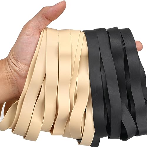 AMUU Rubber Bands Size 107 | Wide, Big, Thick, Long, 30Pcs, Heavy Duty - color: Black,light brown