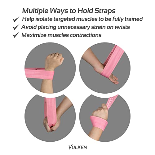 Vulken Tricep Rope Cable Attachment. Two Size in One Extra Long Pull Down Rope. Triceps Extension Straps Gym Equipment. Home Workout Handles for Resistance Bands. - color: Pink