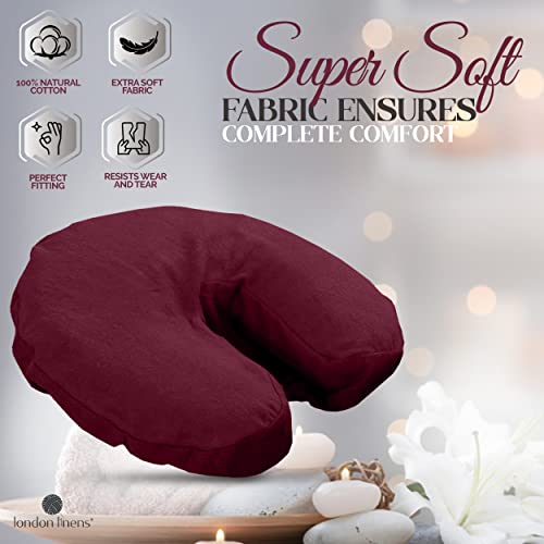 LONDON LINENS Premium Extra Thick 100% Cotton Flannel Massage Face Cradle Cover, Includes 4pcs (4, Burgundy) - color: Burgundy, size: 4