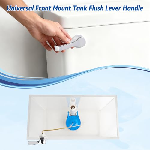 Hibbent Universal Front Mount Metal Toilet Handle Replacement Kit, Brass Toilet Tank Flush Lever with Stainless Steel Adjustable Flapper Chains for Most Toilets, Chrome - color: Chrome, style: Front Mount