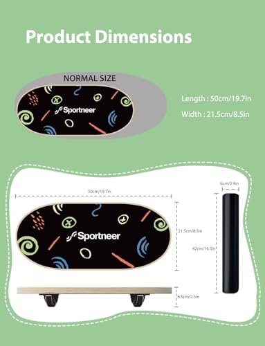 Sportneer Kids Balance Board, 4-Mode Adjustable Balance Trainer | Build for Kids, 4 Modes, Safe & Sturdy Wobble Board, Balance Trainer - color: Doodle Black