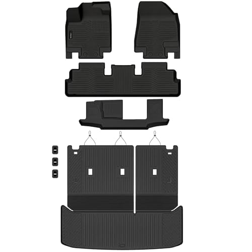 Auxko All Weather Floor Mats Cargo Mat with Backrest Mat for Nissan Pathfinder 2022-2025 2026 TPE Liners Accessories Guard Odorless Anti-Slip Floor & Trunk Liner with Back Seat Protectors - size: 1) pathfinder 7&8p|2022-2026|all set