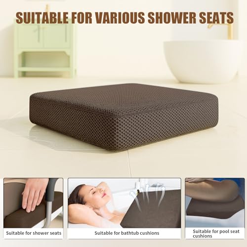 2 Pack Shower Bench Cushion, Soft Chair Pad for Elderly Bathing, Easy to Clean & Quick Dry, 4D air Fiber Material, Suitable for Shower Seat Cushion, Bathtub Baths, Poolside Rest, Brown - size: Brown
