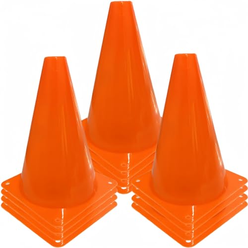 12Pcs Plastic Traffic Cones Mini Sport Cones for Basketball Football Drills, Indoor Outdoor Games Activity Festive Events - 7 Inch Orange Plastic Cones - color: orange