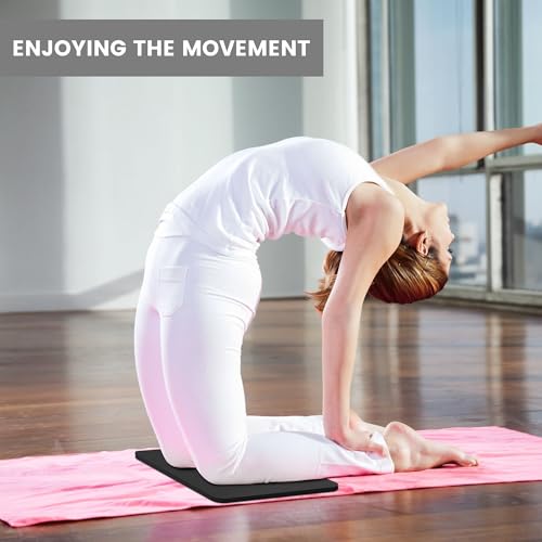 Yoga Knee Pad Cushion, 24 x 9.8 x 0.8 in Thick Mini Yoga Mat, Odor-Free NBR Workout Mat with Storage Strap, Small Exercise Mat for Yoga, Pilates, Kneeling, Planks & Home Gym - color: Black