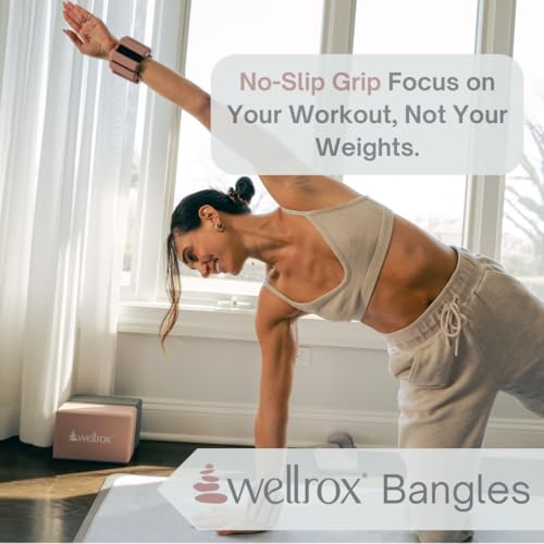 Wellrox Weighted Bangles – Adjustable Ankle and Wrist Weights for Women & Men – Set of Ankle Weights 2 lbs (1 lb Each Wrist Weight) | Weighted Arm Bands for Pilates, Yoga, Running & Walking - color: Grey