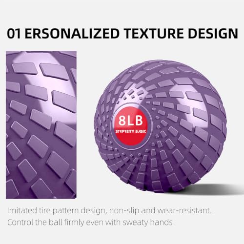Medicine Ball 8, 10 lbs Slam Ball Weighted Balls for Exercise Strength and Crossfit Workout - color: Dynamic Light Purple, size: 8 LB