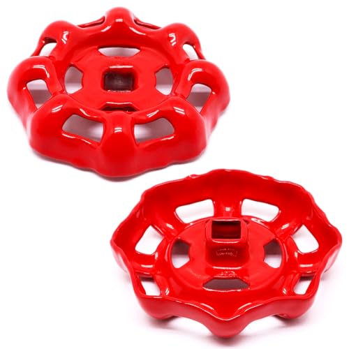 4 Pack Outdoor Faucet Handle, 6mm x 6mm (15/64" x 15/64") Square Stem Hole Faucet Handle Replacement, Cast Iron Round Wheel Water Spigot Handles Replacement with Screws Spacer (Red) - color: Red, size: 6mm x 6mm (4pcs)